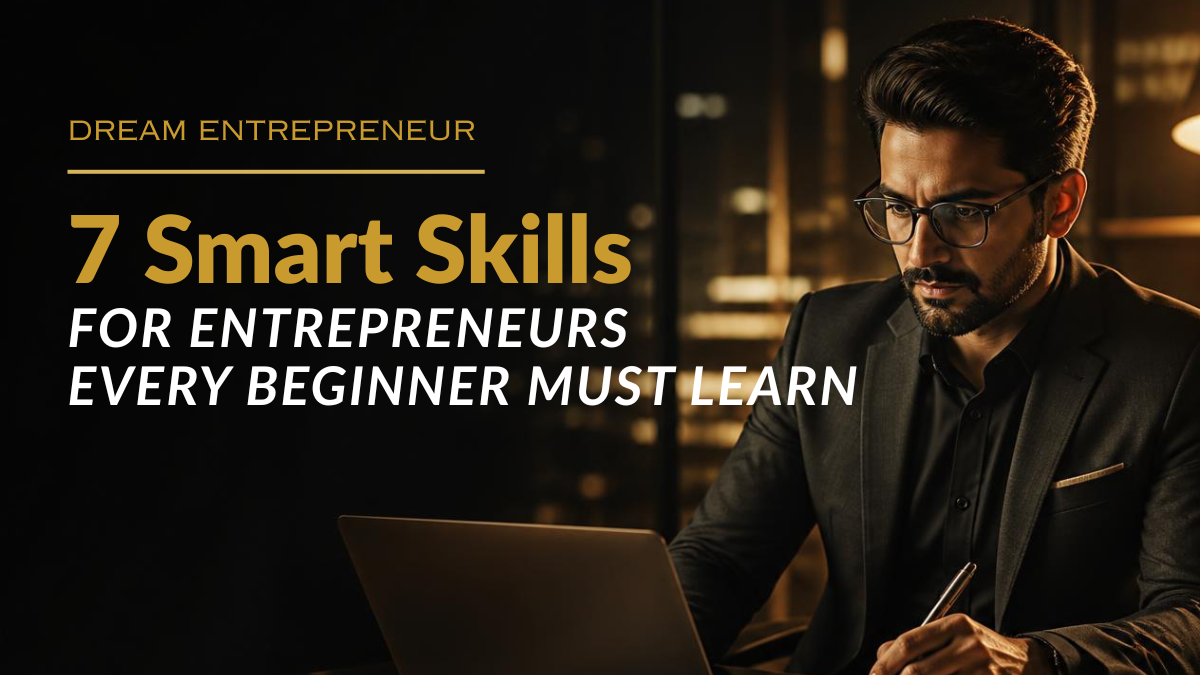Young Indian entrepreneur developing business skills while working on a laptop
