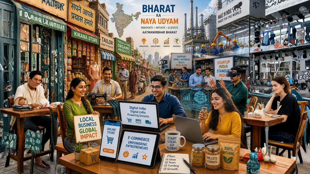Indian entrepreneurs working across digital business manufacturing and local services