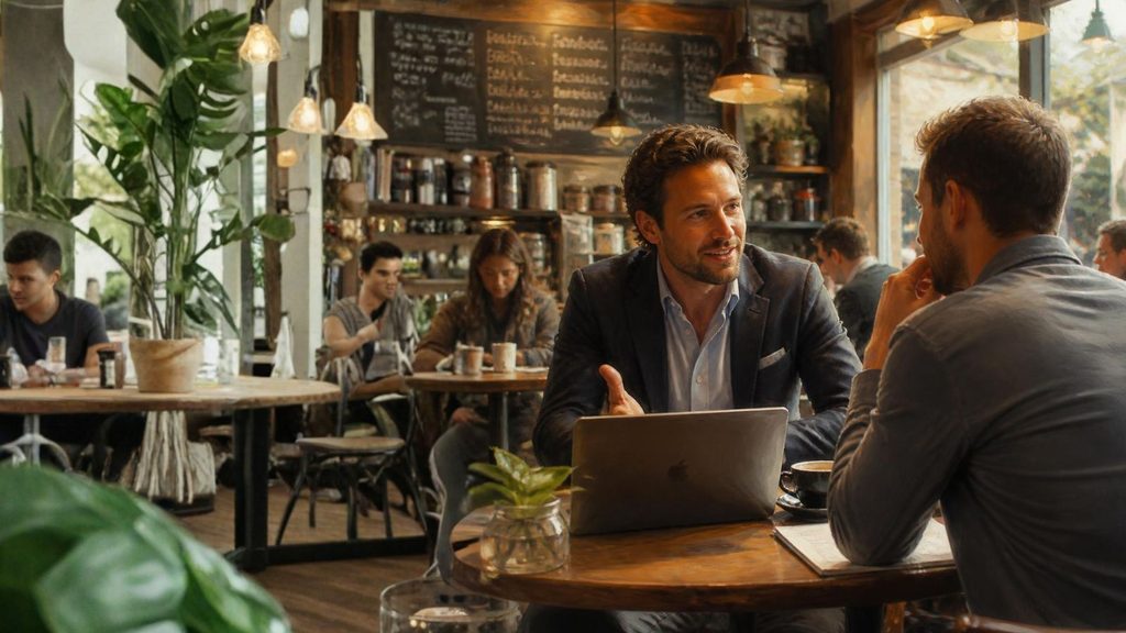 Entrepreneur interviewing a potential customer about a business problem