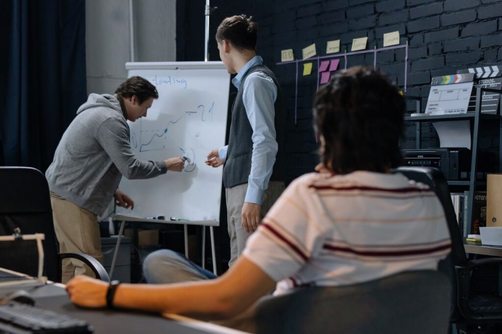 Entrepreneur team developing a growth mindset through business feedback